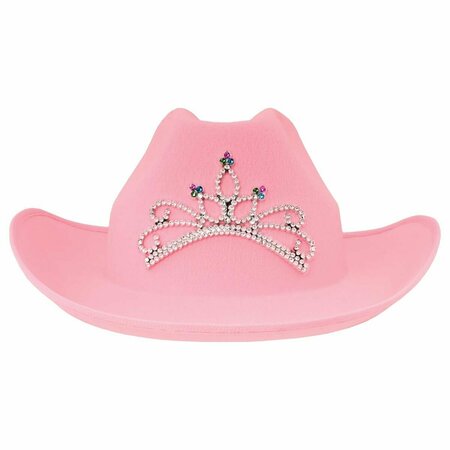 GOLDENGIFTS Pink Felt Cowgirl Hat with Tiara, 6PK GO2796472